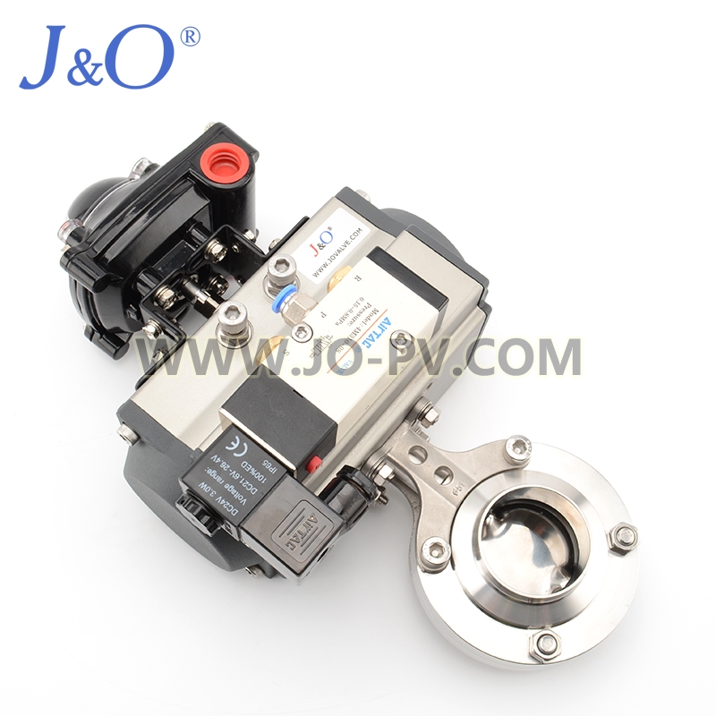 Sanitary Pneumatic Butterfly Valve With Solenoid Valve and Limit Switch