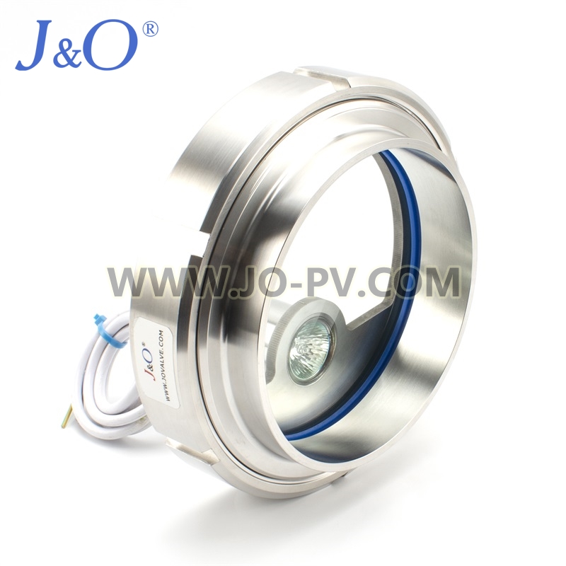 Hygienic Stainless Steel Union Sight Glass With Light For Tank