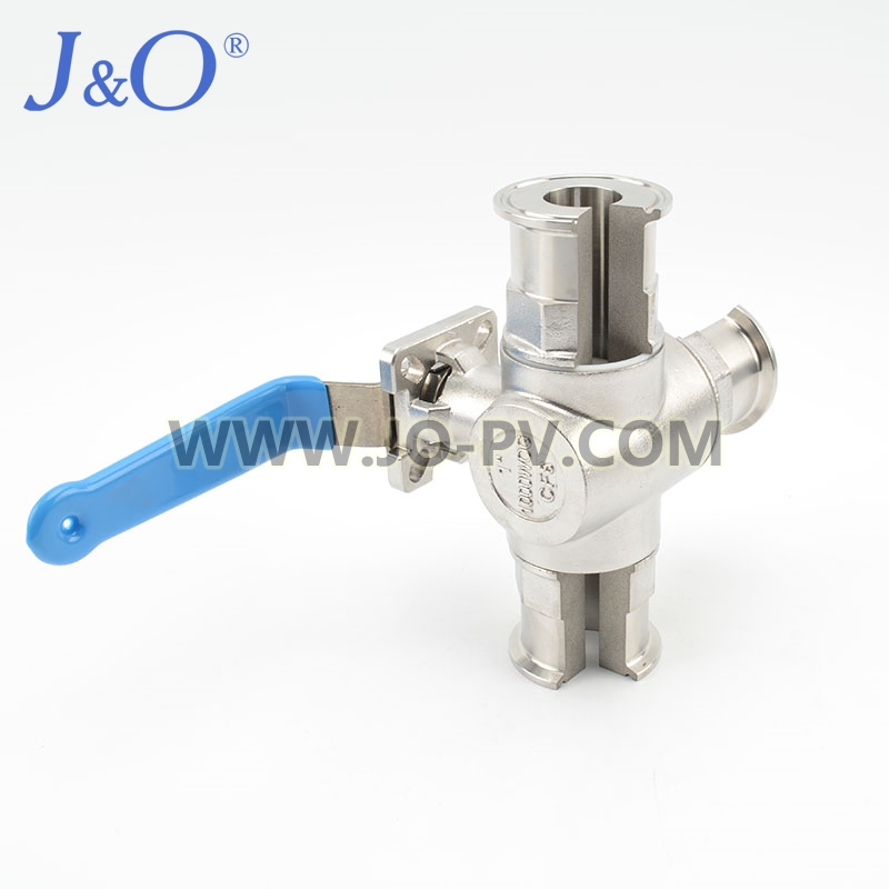 Hygienic Stainless Steel 3 Way Clamped Ball Valve With Mounting Pad